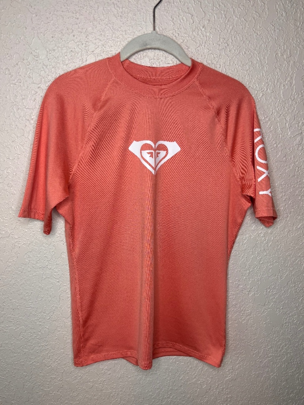 Roxy Whole Hearted Peach Short Sleeve Rash Guard Swim Surf Top Women's Size XL